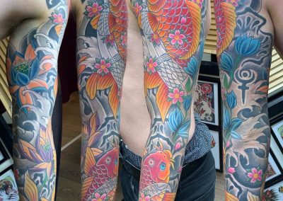 japanese tattoo sleeve koi traditional tattoo zurich azia tattoo Zürich tattoo Uster tattoo studio color tattoo