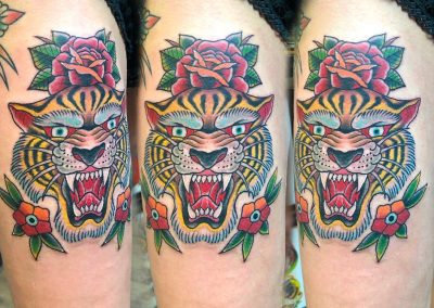 tiger tattoo classic american traditional tattoo rose tattoo vintage tattooZürich tattoo Uster tattoo