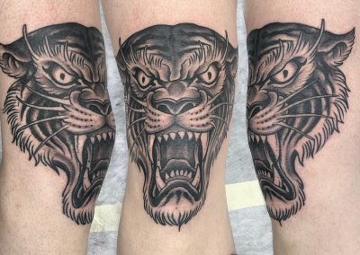 tiger tattoo knee tattoo traditional old school classic tattoo zürich tattoo studio uster tattoo japanese tattoo